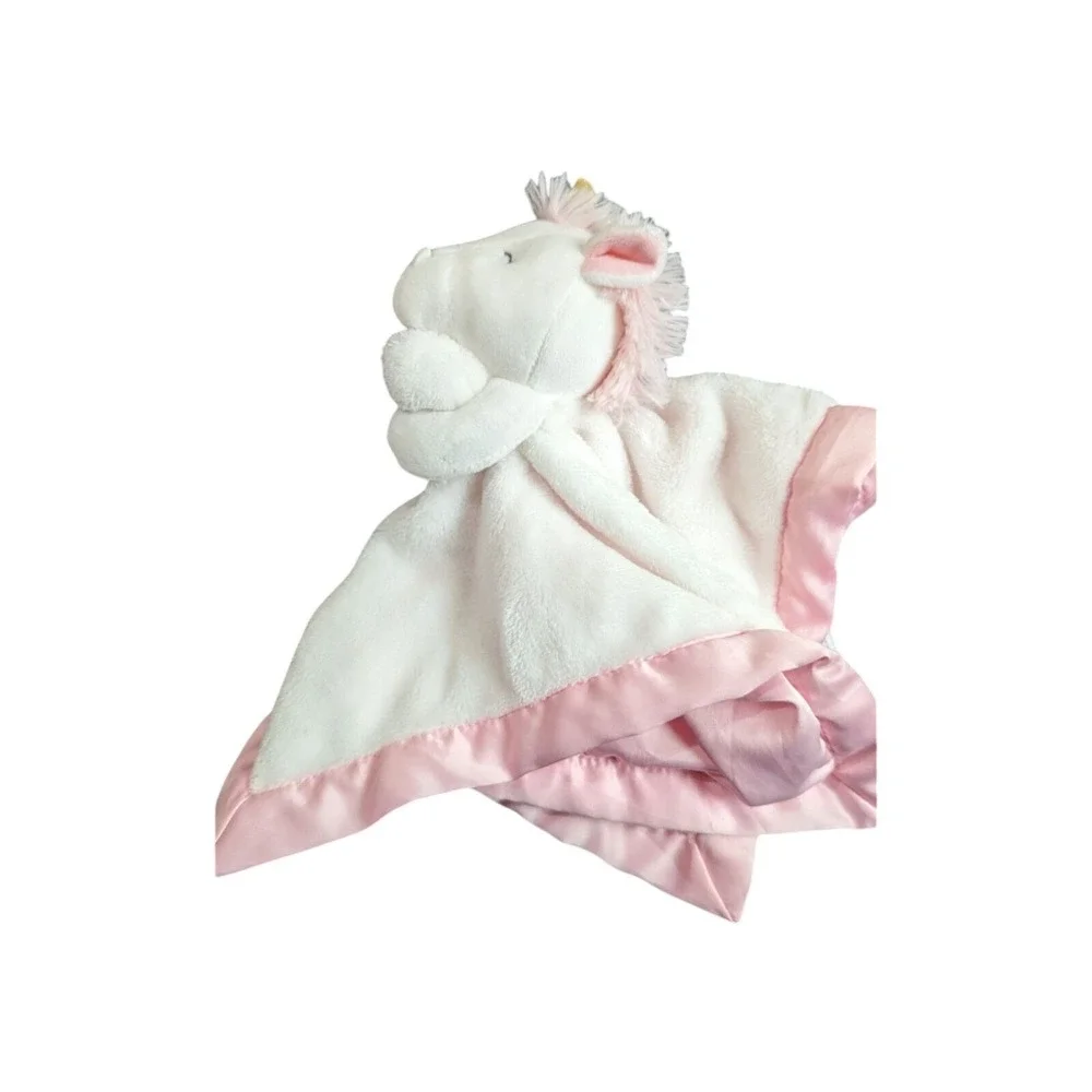 Carters Unicorn Security Blanket Pink White‎ Satin Trim Lovey Plush 2020